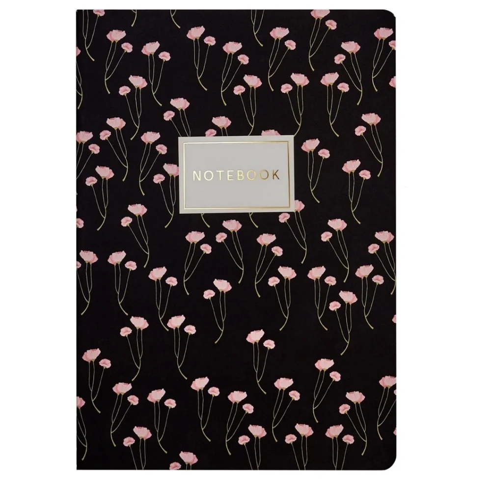 Soft Touch Poppies Floral Notebook – BV Bruno Visconti – Detailed gold embossing